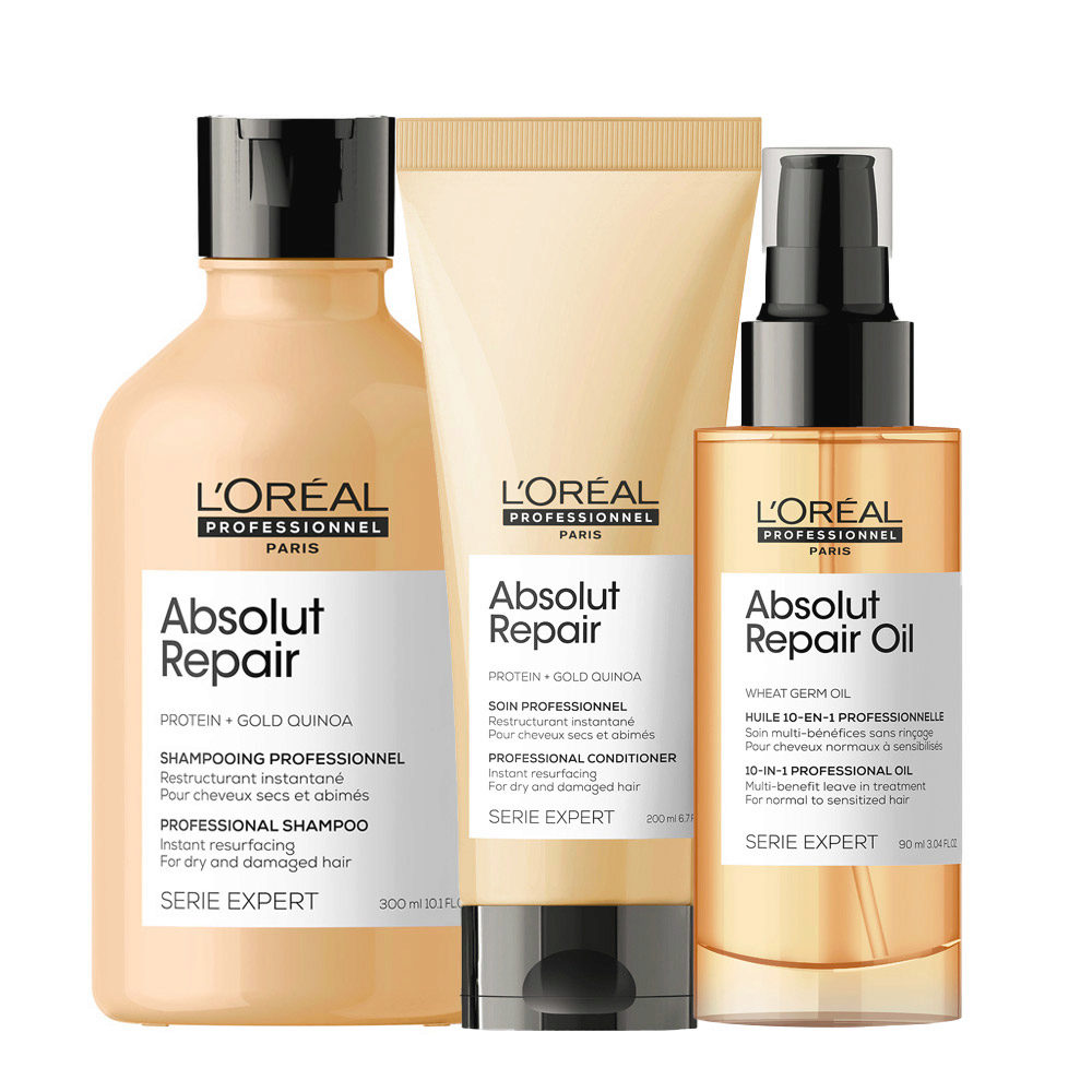 L'Oréal Professionnel Paris Serie Expert Absolut Repair Shampoo 300ml Conditioner 200ml Oil 10in1 90ml