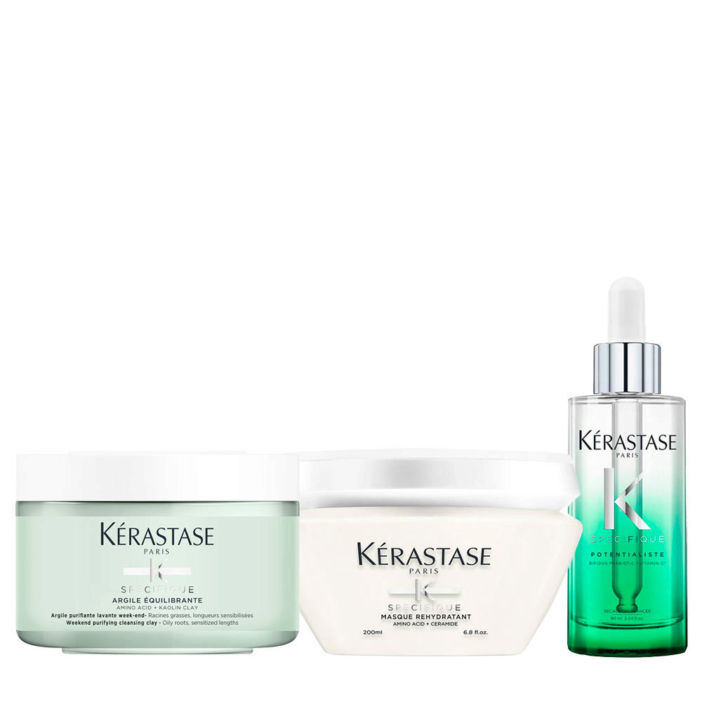 Kérastase Spécifique Argile Equilibrante 250ml Masque Rehydratant 200ml Sérum Potentialiste 90ml