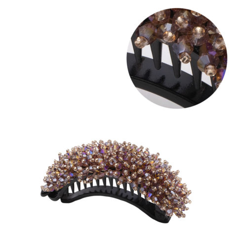VIAHERMADA Banana Hair Clip with Pink Crystals