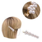 VIAHERMADA Golden Hair Clip with Beads 8x2cm