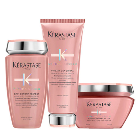 Kerastase Chroma Absolu Bain Chroma Respect Shampoo250ml Fondant Cica Chroma200ml Mask Recover200ml