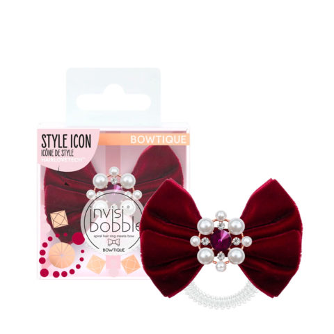 Invisibobble Bowtique British Royal Take a Bow - spiral elastic with bow and pearls