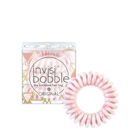 Invisibooble Original Pinkerbell - pink and white spiral scrunchie