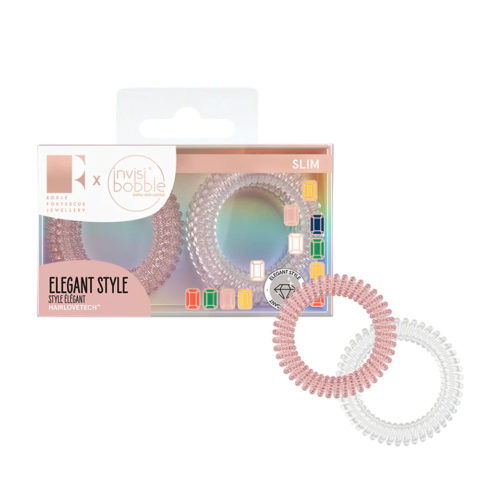 Invisibobble Slim Rosie Fortescue Pink Glass x8 - pack of 8 scrunchies