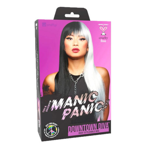 Manic Panic Raven Virgin Downtown Diva Wig - black and white color wig