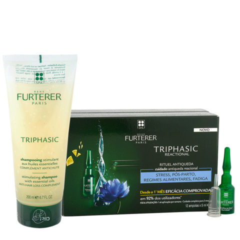 René Furterer Triphasic shampoo 200ml Reactional Anti-Hair Loss Treatment 12x5ml