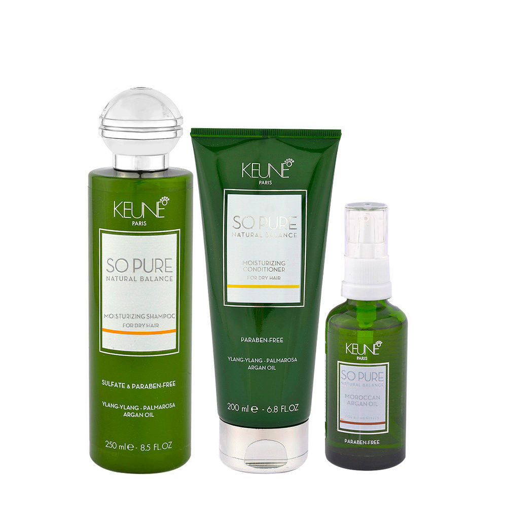 Keune So Pure Moisturizing Shampoo 250ml Conditioner 200ml Argan 45ml | Hair Gallery