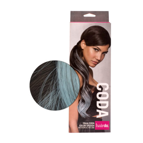 Hairdo Tail Color Splash Dark Chocolate / Blue 58cm - light blue tail on dark brown