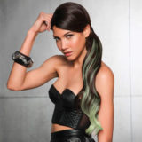 Hairdo Tail Color Splash Medium Brown/ Light Green 58 cm  - light green tail on dark brown