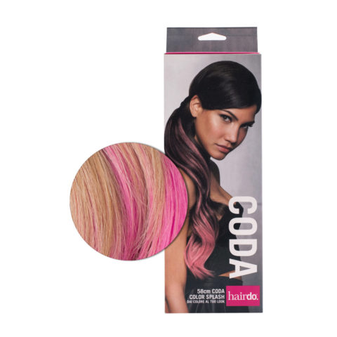 Hairdo Tail Color Splash Gold Wheat / Pink 58 cm - fuchsia tail on light blond
