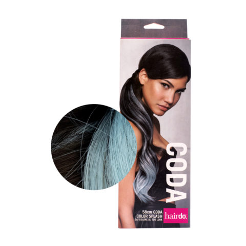 Hairdo Tail Color Splash Ebony / Blue 58 cm - light blue tail on black