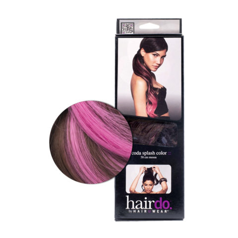 Hairdo Tail Color Splash Chestnut  / Pink Fucsia 58cm  - fuchsia tail on light brown