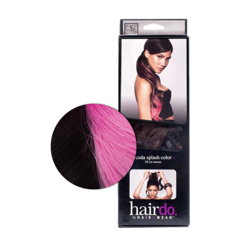 Hairdo Tail Color Splash Ebony /Pony Pink 58 cm -fuchsia tail on black