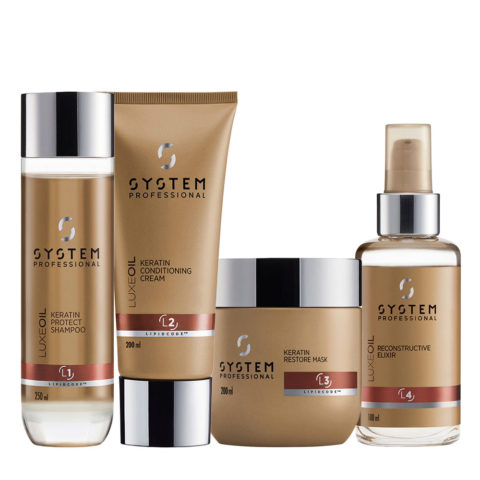 System Professional LuxeOil Keratin Protect Shampoo 250ml Cream 200ml Mask 200ml Elisir 100ml