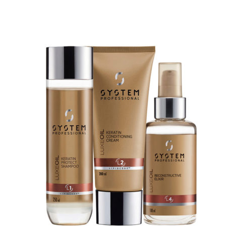 System Professional LuxeOil Keratin Protect Shampoo 250ml Cream 200ml Elisir 100ml