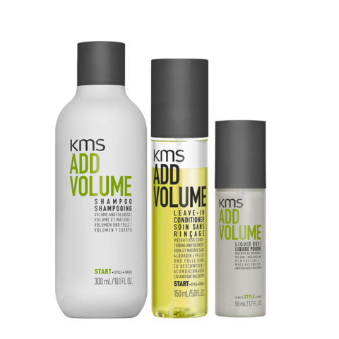 KMS Add Volume Shampoo 300ml Leave-In Conditioner Spray 150ml Liquid Dust 50ml