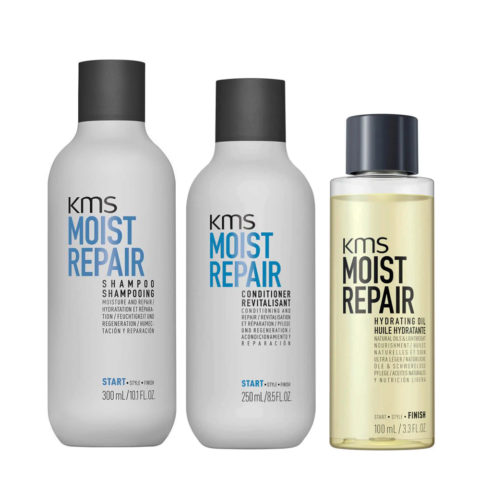 KMS Moist Repair Shampoo 300ml Conditioner 250ml Hydrating Oil 100ml