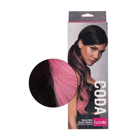 Hairdo Tail Color Splash Ebony /  Pink Fucsia 58 cm - fuchsia tail on black