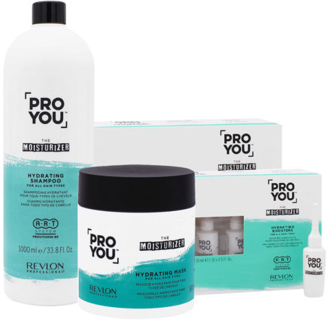 Revlon Pro You The Moisturizer Shampoo1000ml Mask500ml Booster10x15ml 2pack