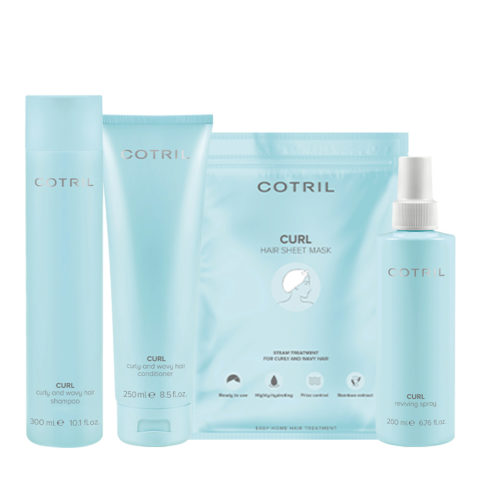 Cotril Curl Shampoo 300ml Conditioner 250ml Sheet Mask 35ml Reviving Spray 200ml