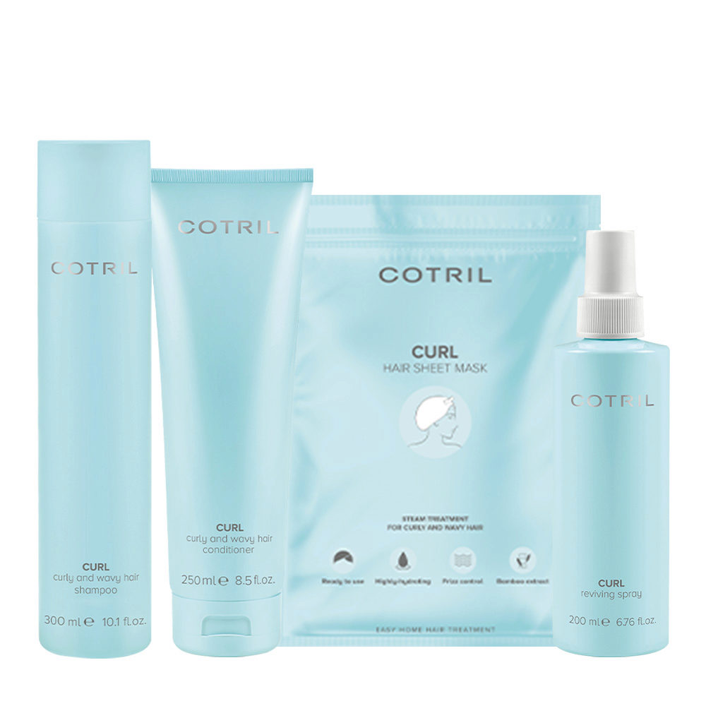 Cotril Curl Shampoo 300ml Conditioner 250ml Sheet Mask 35ml Reviving Spray 200ml