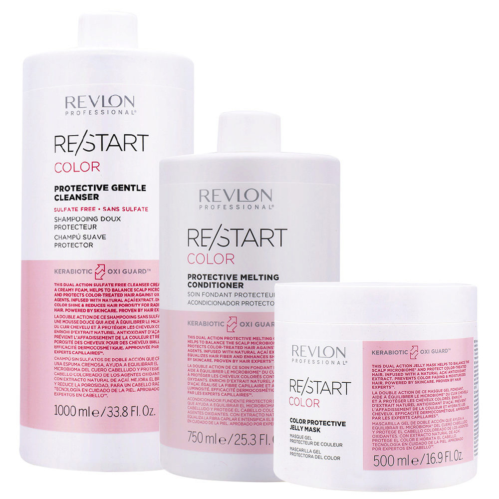 Revlon Restart Color Protective Gentle Cleanser Shampoo1000ml Conditioner750ml Mask500ml