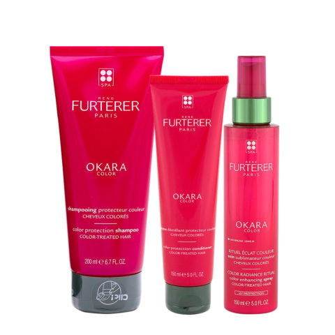René Furterer Okara Color Protection Shampoo 200ml Conditioner 150ml Enhancing Spray 150ml