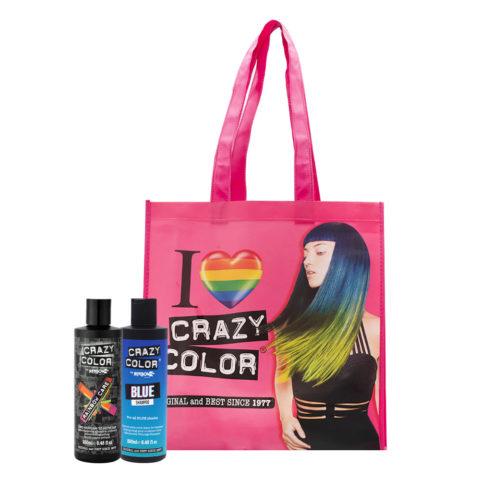 Crazy Color Shampoo Blue 250ml Deep Conditioner for colored hair 250ml + Free Shopper