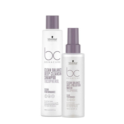 Schwarzkopf BC Clean Balance Deep Cleans Shampoo 250ml Anti Pollution Water 150ml