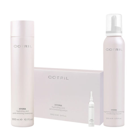 Cotril Hydra Hydrating and Antioxidizing Shampoo 300ml Lotion 10x12ml Conditiong Mousse 200ml