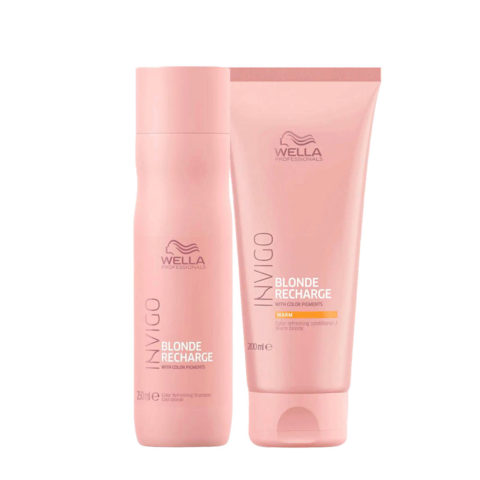 Wella Invigo Blonde Recharge Shampoo 250ml  Warm Blonde Color Conditioner 200ml