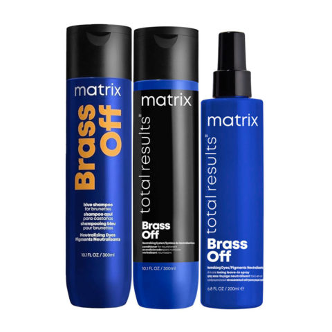 Matrix Total Results Brass Off Shampoo 300ml Conditioner 300ml All In One Toning Spray 200ml