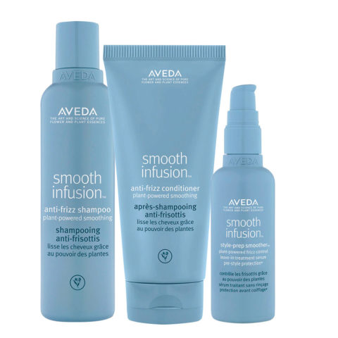 Aveda Smooth Infusion Anti-Frizz Shampoo 200ml Conditioner 200ml Style Prep Smoother 100ml