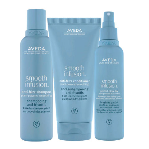 Aveda Smooth Infusion Anti-Frizz Shampoo 200ml Conditioner 200ml Perfect Blow Dry 200ml