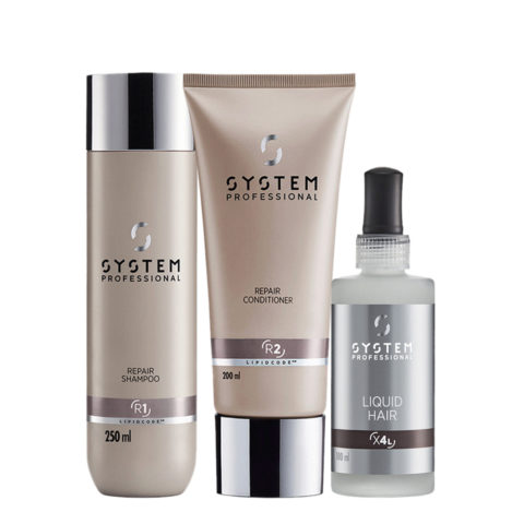 System Professional Repair Shampoo 250ml Conditioner 200ml Liquid Hair 100ml