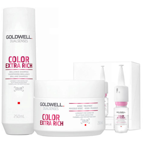 Goldwell Dualsenses Color Extra Rich Brilliance Shampoo 250ml Mask 200ml Serum 12x18ml thick and coloured hair