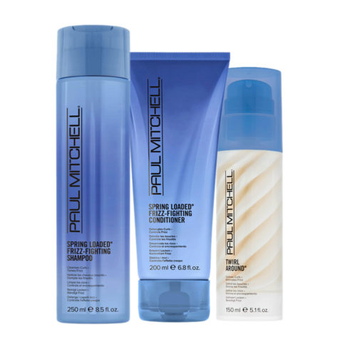 Paul Mitchell Spring Loaded Frizz-Fighting Shampoo 250ml Conditioner 200ml Twirl Around 150ml