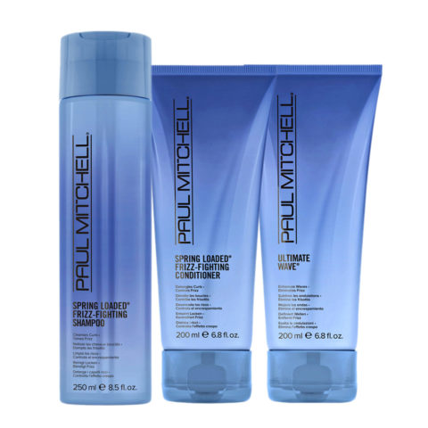 Paul Mitchell Spring Loaded Frizz-Fighting Shampoo 250ml Conditioner 200ml Ultimate Wave 200ml