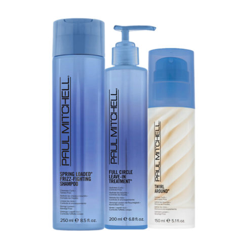 Paul Mitchell Spring Loaded Frizz-Fighting Shampoo 250ml Full Circle Leave-In Treatment 200ml Twirl Around 150ml