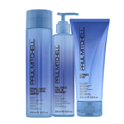 Paul Mitchell Spring Loaded Frizz-Fighting Shampoo 250ml  Full Circle Leave-In Treatment 200ml Ultimate Wave 200ml