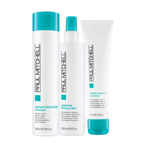 Paul Mitchell Instant Moisture Shampoo 300ml  Moisture Mist 250ml Super-Charged Treatment 150ml