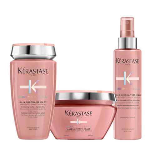 Kerastase Chroma Absolu Bain Chroma Respect 250ml Masque Chroma Filler 200ml Serum Thermique 150ml