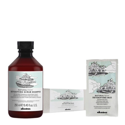 Davines Naturaltech Detoxifying Scrub Shampoo 250ml Mud 6x50ml