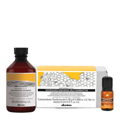 Davines Naturaltech Nourishing Shampoo 250ml Hair Royal Jelly Superactive 6x8ml