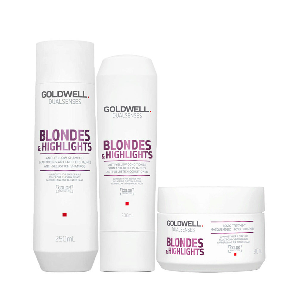 Goldwell Dualsenses Blonde & Highlights Anti-Yellow Shampoo 250ml Conditioner 200ml Mask 200ml