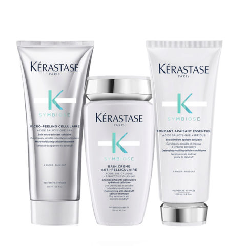 Kerastase Symbiose Micro-Peeling Cellulaire 200ml Bain Crème Anti-Pelliculaire 250ml Fondant Apaisant Essentiel 200ml