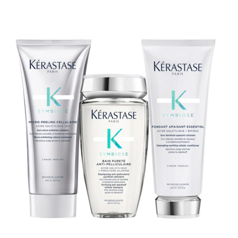 Kerastase Symbiose Micro-Peeling Cellulaire 200ml Bain Pureté Anti-Pelliculaire 250ml Fondant Apaisant Essentiel 200ml