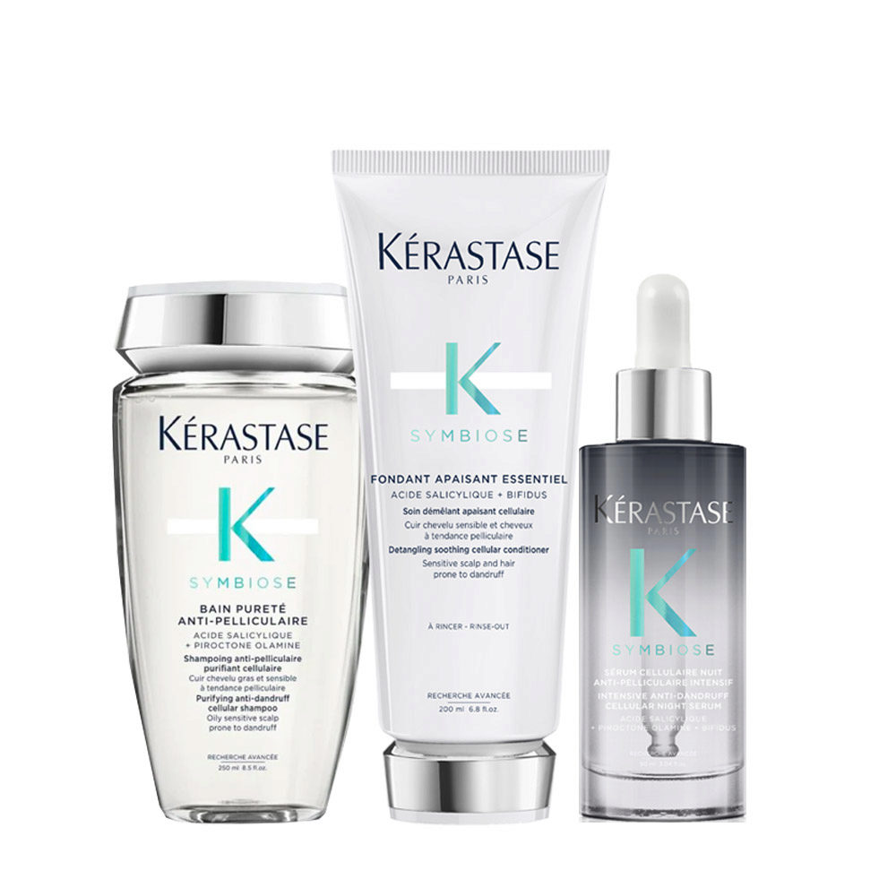 Kerastase Symbiose Bain Pureté Shampoo 250ml Fondant Apaisant Essentiel 200ml Sérum Anti-Pelliculaire 90ml