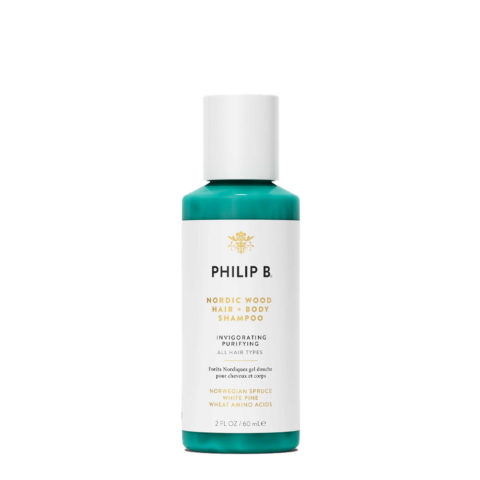 Philip B Nordic Wood Hair + Body Shampoo 60ml - moisturising shower shampoo