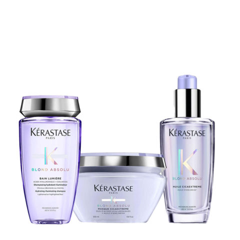 Kerastase Blond Absolu Bain Lumiere 250ml Masque Cicaextreme 200ml Huile Cicaextreme 100ml